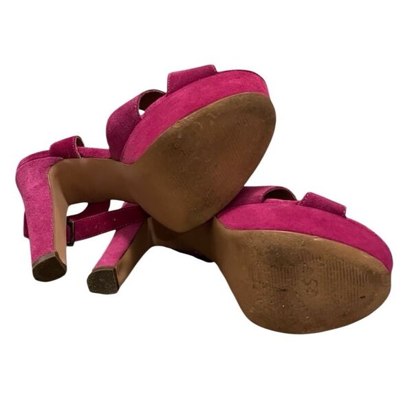 Vintage Y2k STEVE MADDEN Bright Pink Suede Leather 6” Platform Ankle Heel 9.5 - Picture 10 of 15